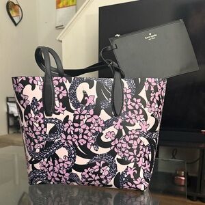 Kate Spade Black and Purple Floral Tote